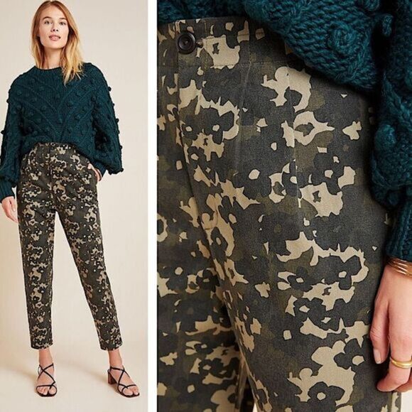 ANTHROPOLOGIE GREEN CAMO PANTS - Picture 1 of 14